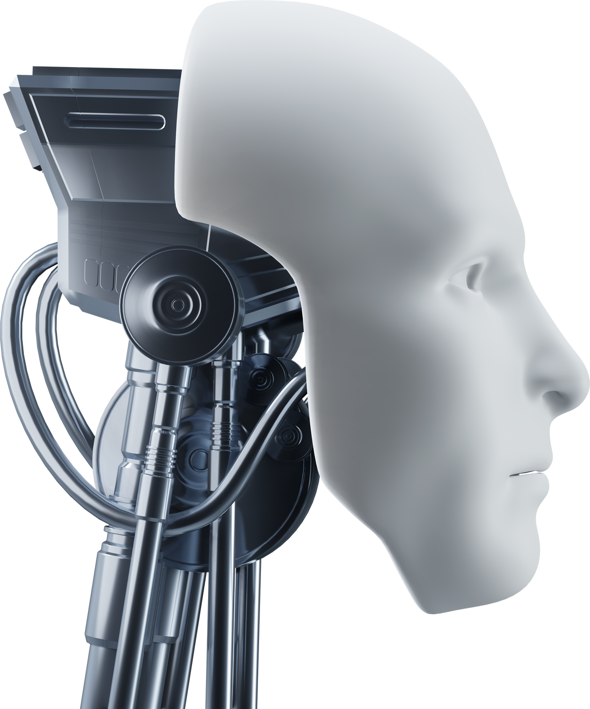 Robot head artificial intelligence a.i. machine learning technology